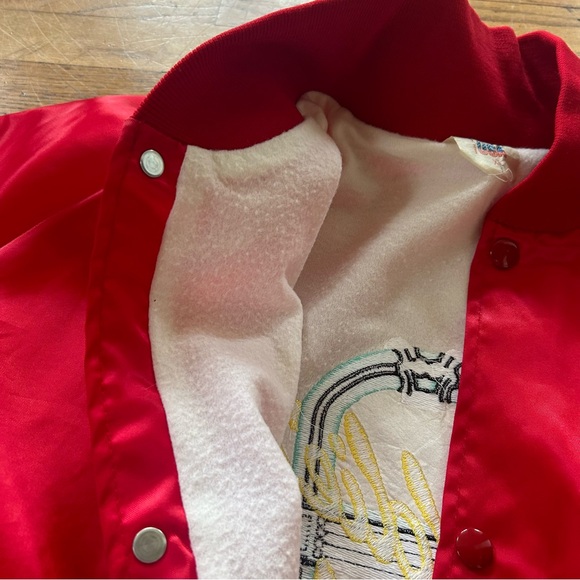 Vintage 80s Eddie's Casino & Diner Satin Bomber Jacket - Picture 4 of 5
